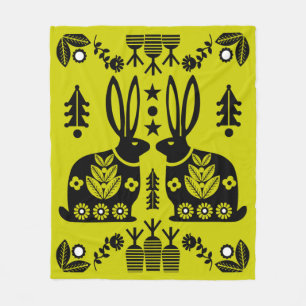 Couverture Polaire Rabbit Nordic Scandinavian Folk Art