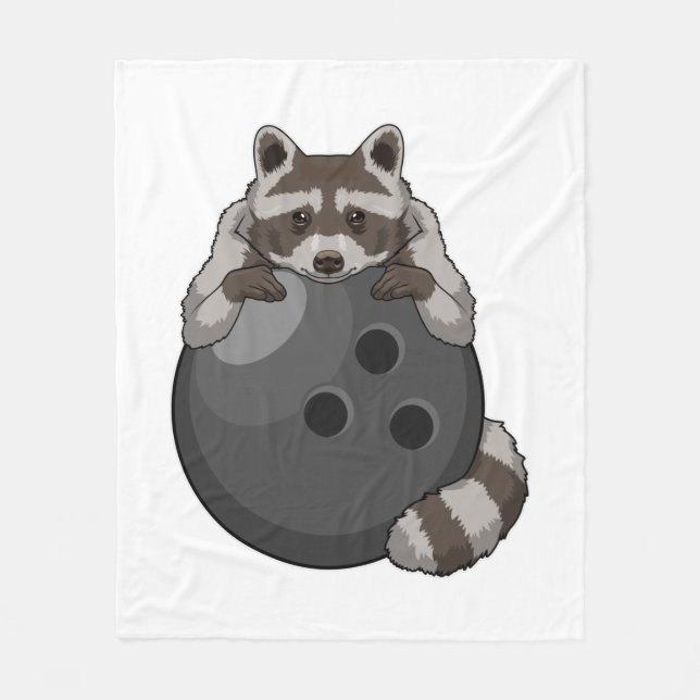 Couverture Polaire Raccoon à Bowling avec Bowling (Devant)