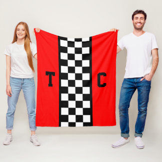 Couverture Polaire Race Car À damiers Motif Red Monogramme