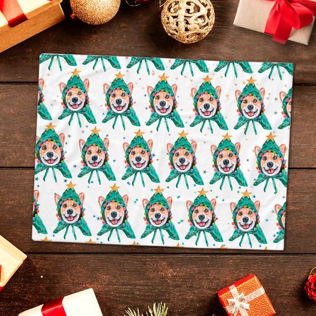 Couverture Polaire Race de chien Corgi Noël (Créateur téléchargé)