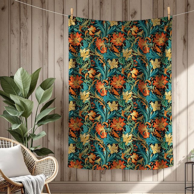 Couverture Polaire Raffiné Morris Botanique Motifs Floraux Iconiques (Refined Botanical Morris Iconic Floral Patterns Fleece Blanket)