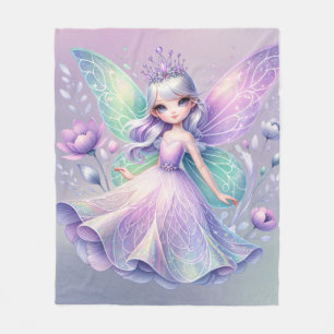 Couverture Polaire Rainbow Fairy Princess avec Peony Floral Girl
