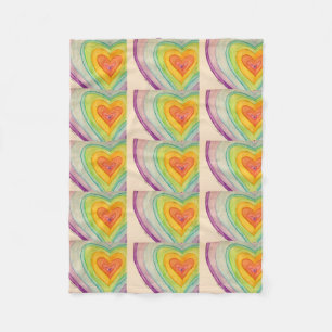 Couverture Polaire Rainbow Love Hearts Cosy Fleece Jeter Blanket