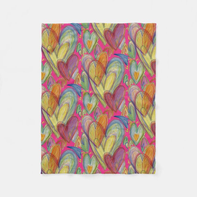 Couverture Polaire Rainbow Love Hearts Cosy Fleece Jeter Blanket (Devant)