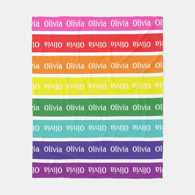 Couverture Polaire Rainbow Personnalisé Enfants Nom Cadeau (Devant)