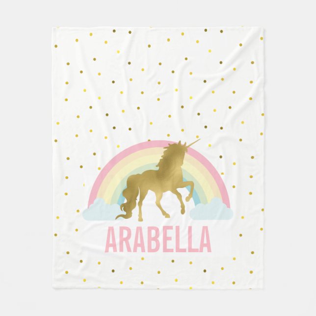 Couverture Polaire Rainbow Unicorn Girl (Devant)