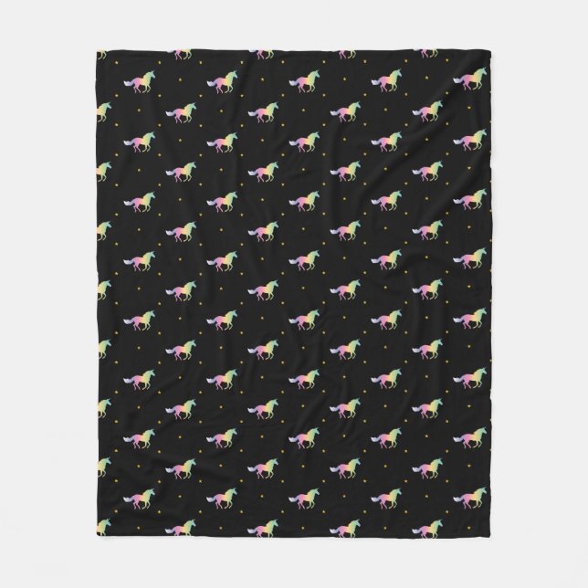 Couverture Polaire Rainbow Unicorns & Gold Stars Motif (Devant)