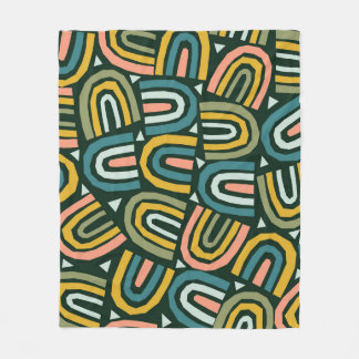 Couverture Polaire Rainbows de style géométrique, motif vintage.
