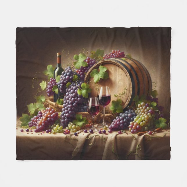 Couverture Polaire Raisins et vin vie morte (Devant (Horizontal))