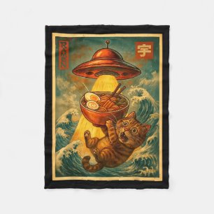 Couverture Polaire Ramen Chat Ufo Drôle Hommes Femmes Adolescents Enf