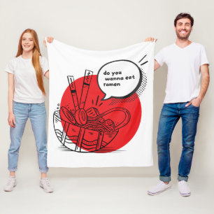 Couverture Polaire Ramen Kawaii Mignon - Nourriture Japonaise Drôle