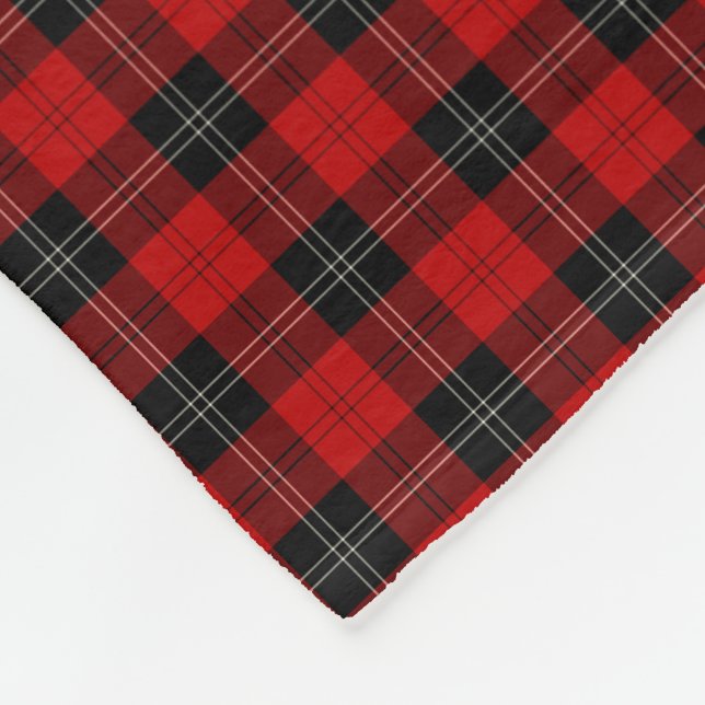 Couverture Polaire Ramsay Clan Tartan noir et rouge (Coin)