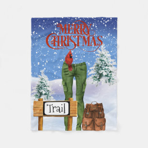Couverture Polaire Randonneurs Blanche en polaire de Noël