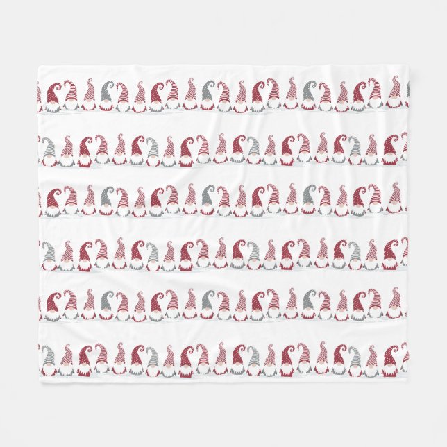 Couverture Polaire Rangées de gnomes de vacances dans la neige (Devant (Horizontal))