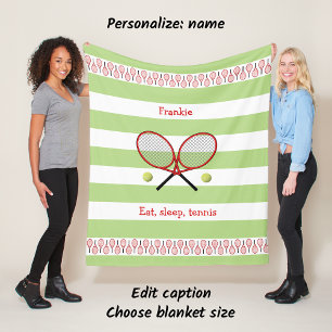Couverture Polaire Raquettes de tennis vert rouge personnalisées