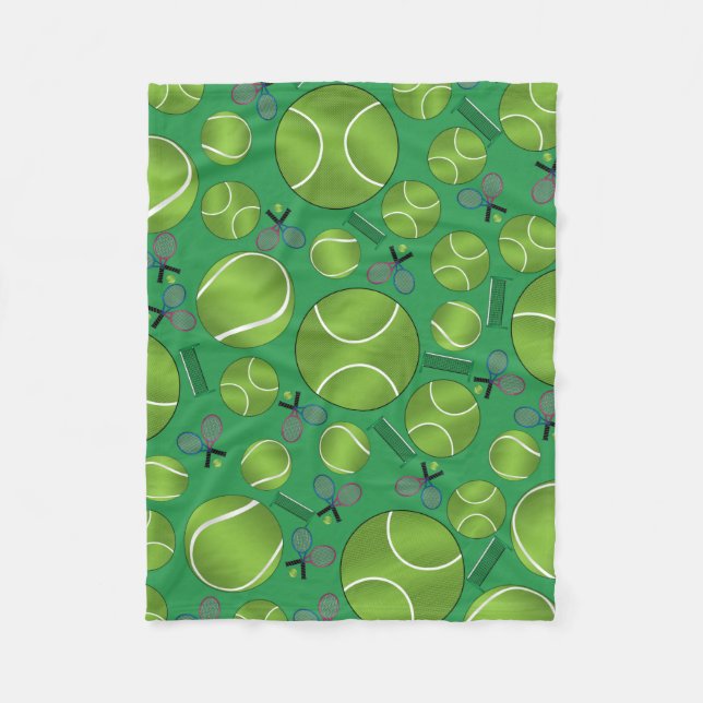 Couverture Polaire Raquettes et filets verts de balles de tennis (Devant)