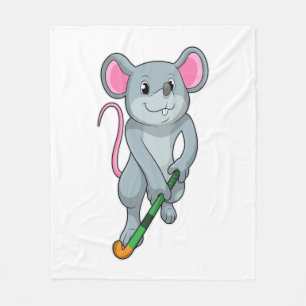 Couverture Polaire Rat au hockey avec chauve-souris de hockey