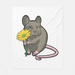 Couverture Polaire Rat avec fleur jaune
