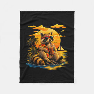 Couverture Polaire Raton laveur drôle lunettes de soleil café coucher