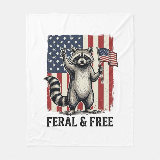 Couverture Polaire Raton laveur patriotique sauvage et libre Chemise  (Devant)