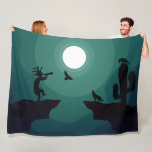 Couverture Polaire Ravens Wolves Animaux Kokopelli Sud-ouest