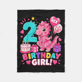 Couverture Polaire Rawr 2 Deux Rex Rose Dinosaure Fille 2ème Annivers