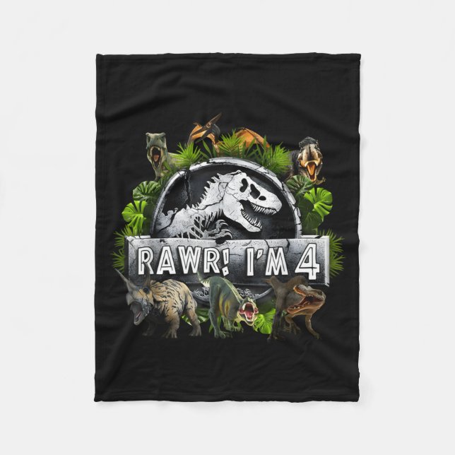 Couverture Polaire Rawr I'm 4 4th Birthday T Rex Dinosaur Funny Party (Devant)