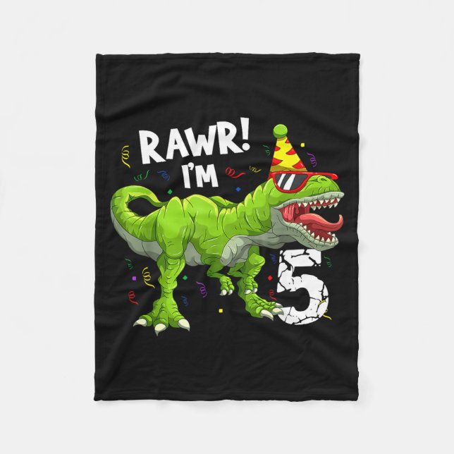 Couverture Polaire Rawr I'm 5 5th Birthday T Rex Dinosaur Funny Party (Devant)