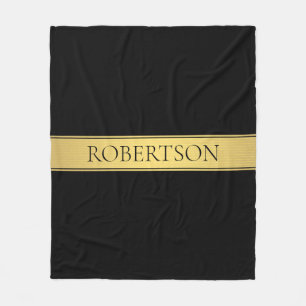 Couverture Polaire Rayé de faux or en or et fond noir ou DIY élégant