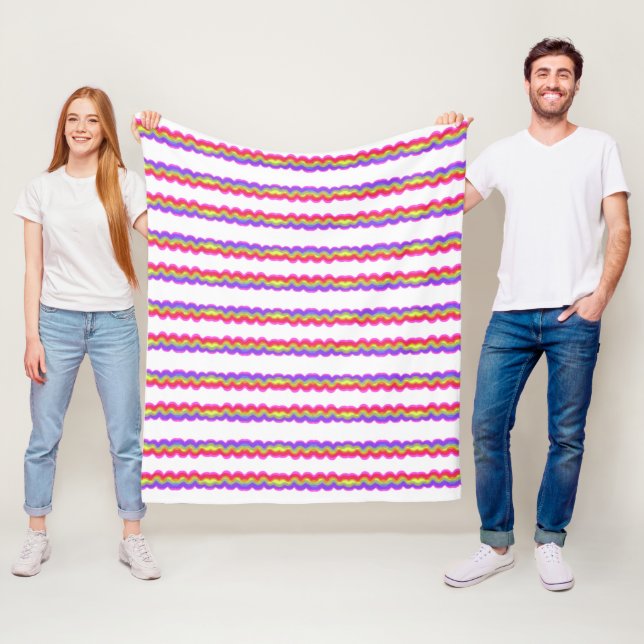 Couverture Polaire Rayon de squiggle arc-en-ciel (En situation)