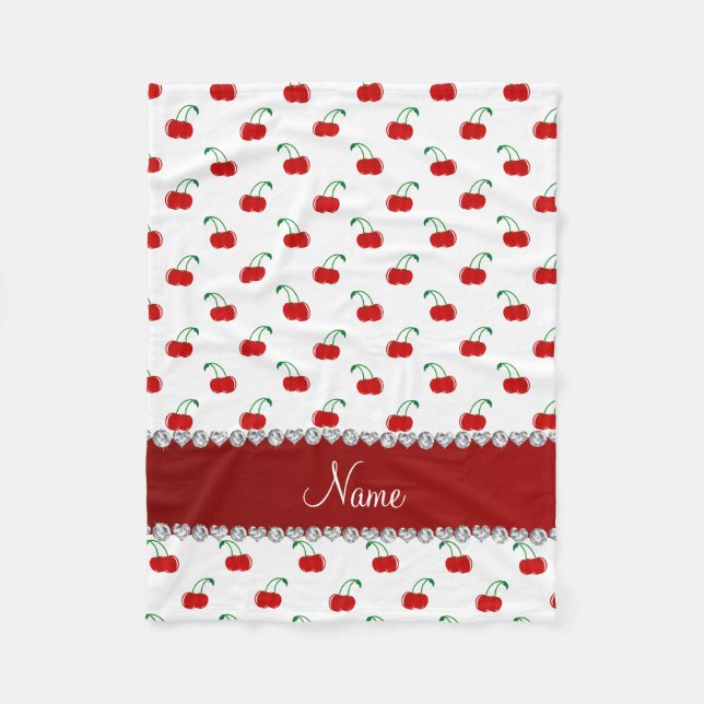 Couverture Polaire Rayure rouge blanche nommée personnalisée de rouge (Devant)