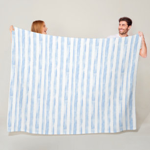 Couverture Polaire Rayures Bleu Blanc