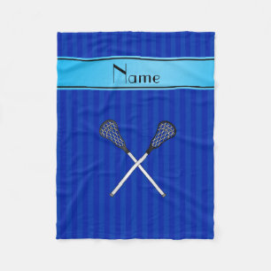 Couverture Polaire Rayures bleues personnalisées de lacrosse nommée