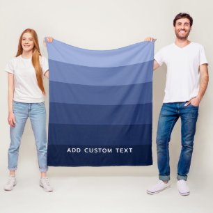 Couverture Polaire Rayures Bleues Rétro avec Nom Simple Sans Serif