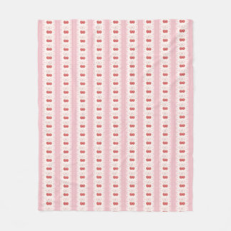 Couverture Polaire Rayures Cerise Prépa - Rose et Blanc Cassé