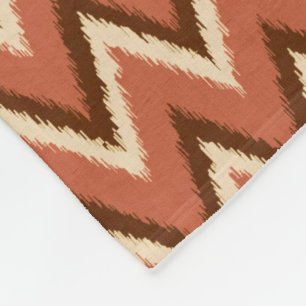 Couverture Polaire Rayures chevron Ikat - Rouille, Marron et Beige