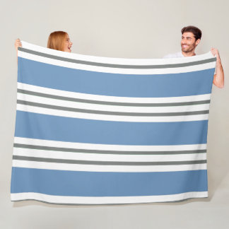 Couverture Polaire Rayures côtières bleues poussiéreuses et blanches