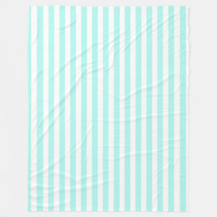 Couverture Polaire Rayures de bonbon turquoise et blanc