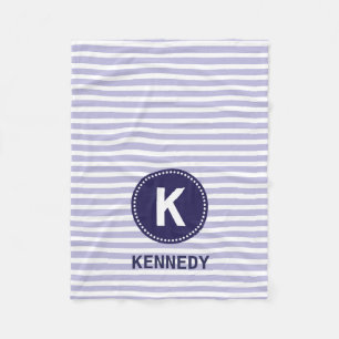 Couverture Polaire Rayures de monogramme et bleu marine pourpres