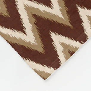 Couverture Polaire Rayures d'Ikat Chevron - brun chocolat et beiges