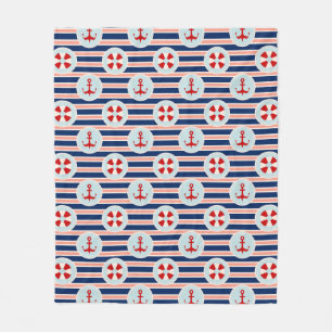 Couverture Polaire Rayures et motif de points nautiques