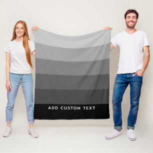 Couverture Polaire Rayures grises rétro avec nom simple sans serif