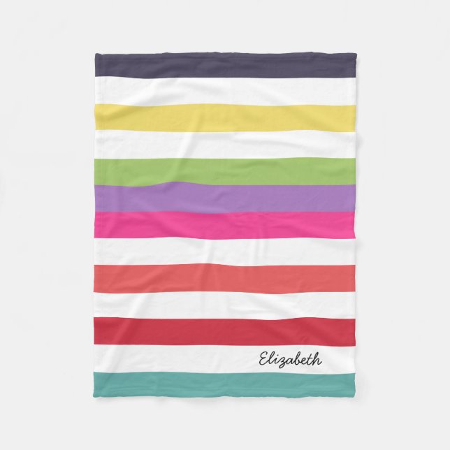 Couverture Polaire Rayures horizontales larges d'arc-en-ciel Girly (Devant)