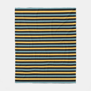 Couverture Polaire Rayures horizontales sarcelle, noires et jaunes