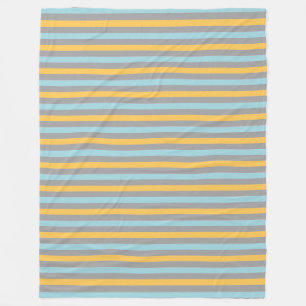 Couverture Polaire Rayures horizontales turquoise, grises et jaunes