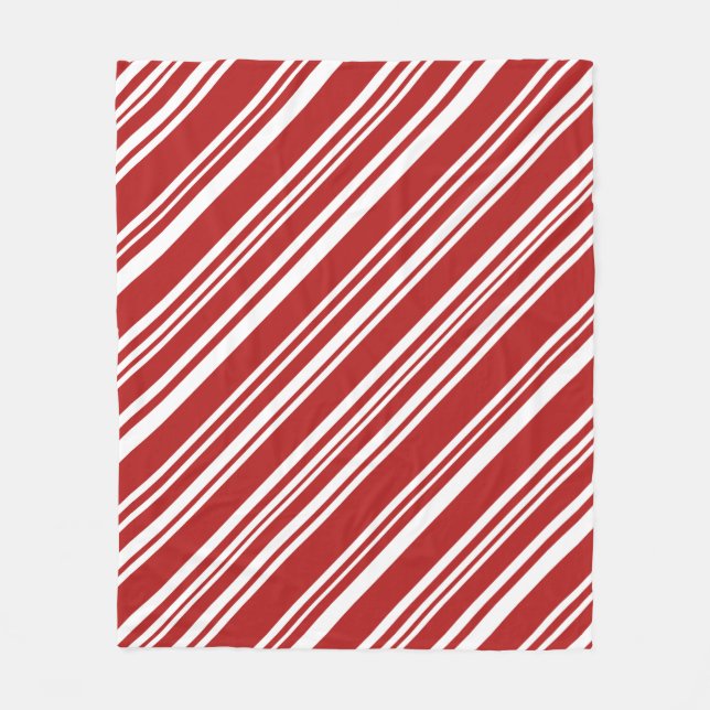 Couverture Polaire Rayures modernes rouges et blanches confortables (Devant)