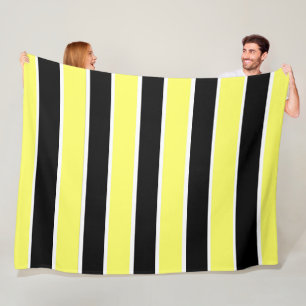 Couverture Polaire Rayures noires, jaunes et blanches