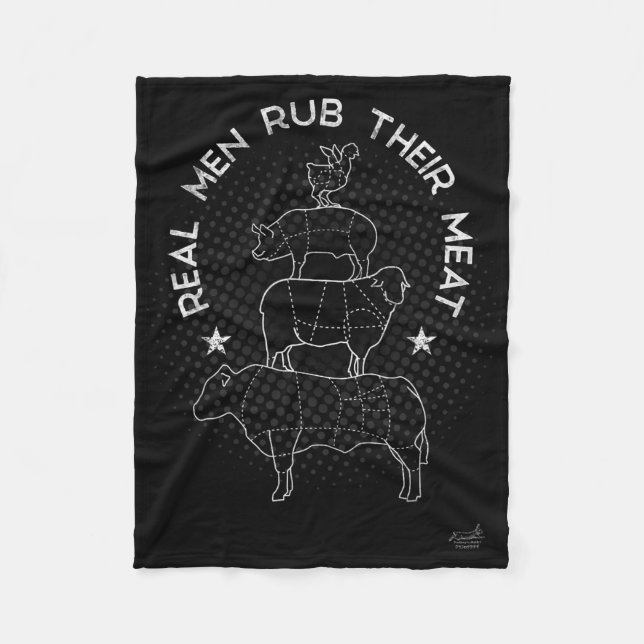Couverture Polaire Real Men Rub Their Meat Bbq Smoker Master  (Devant)