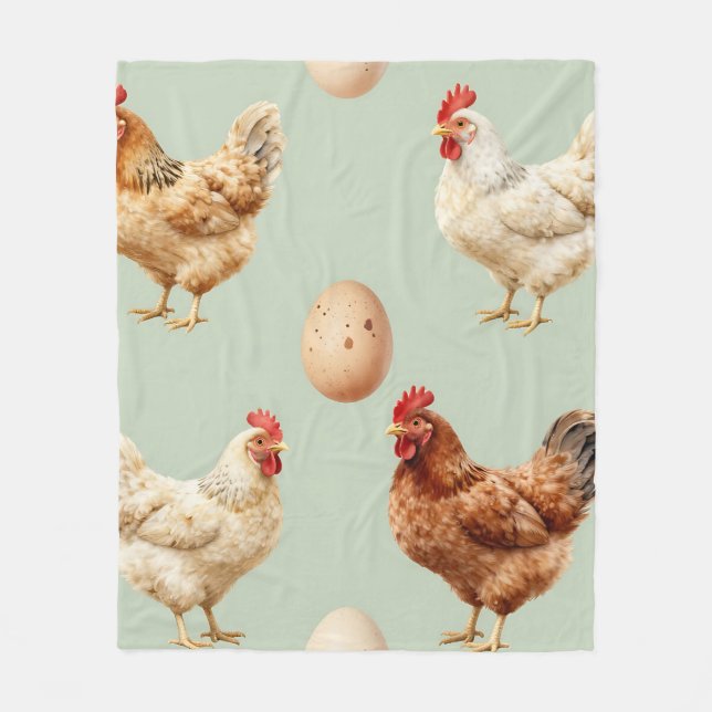 Couverture Polaire Realistic Chickens Farm Fresh Eggs Pattern (Devant)
