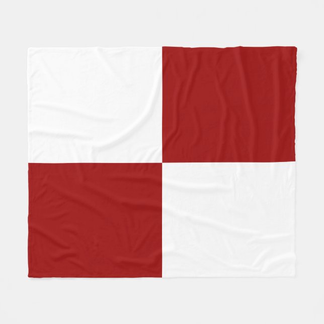 Couverture Polaire Rectangles rouge et blanc douillette polaire (Devant (Horizontal))